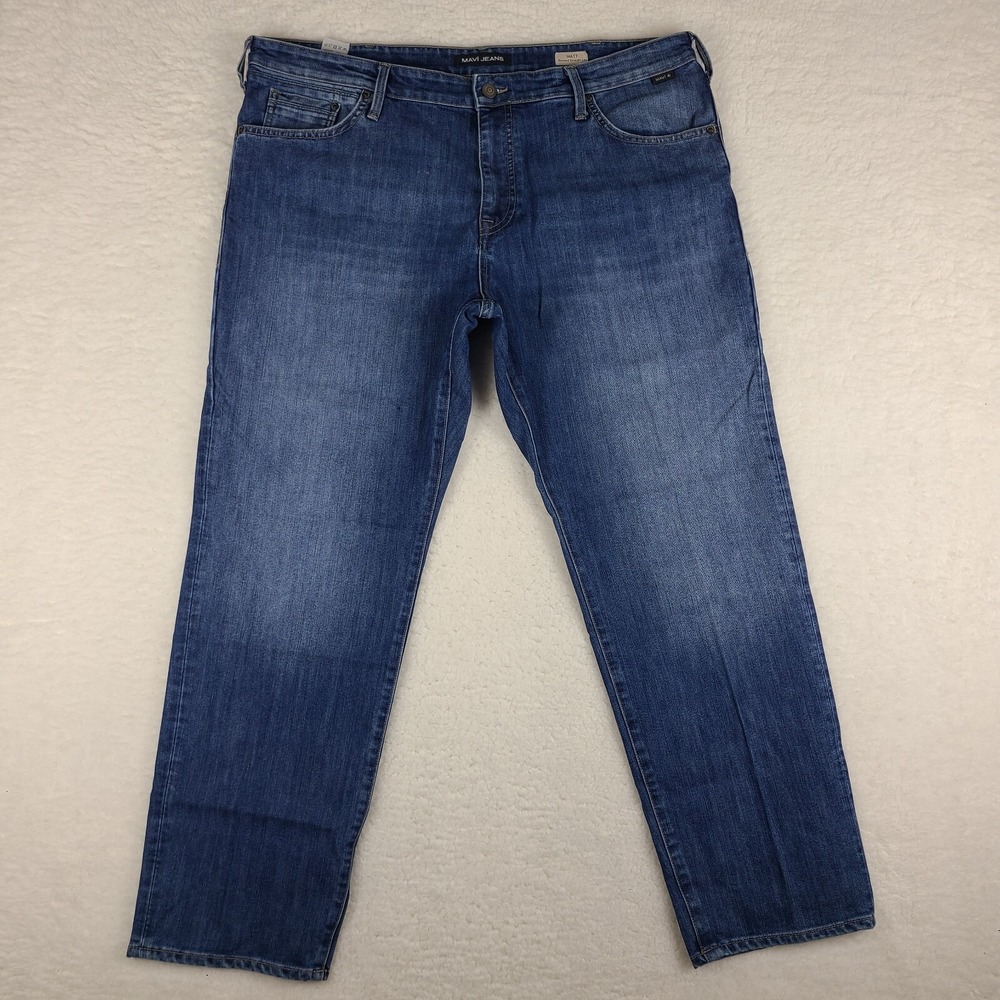 Mavi Jeans Mens 40x30 Blue Matt Relaxed Straight Leg‎ Dark Wash Denim